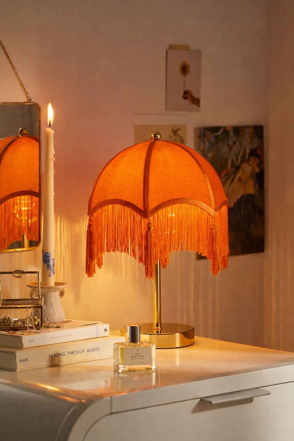 Vintage Velvet Table Lamp